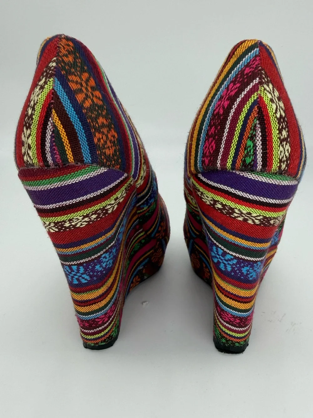 Mossimo Supply Co. Folk Stripe Wedge Platform Heels 6.5 Boho Y2K inspo